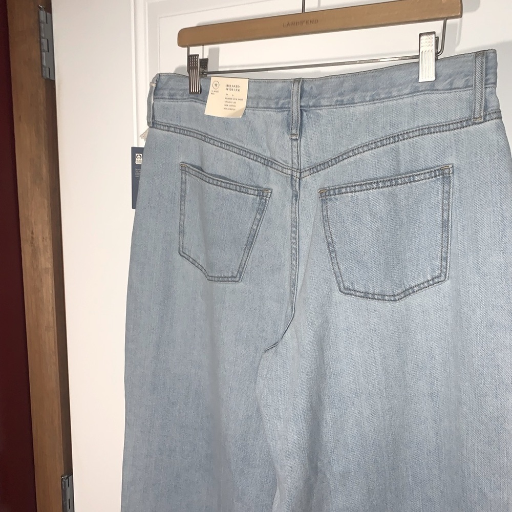 Relaxed wide leg Jeans non-stretch straight leg light wash 12/31R new - Picture 9 of 10
